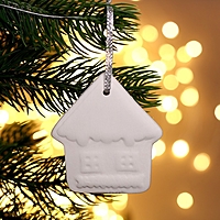 Елочное украшение под раскраску "Домик" с подвесом, кисть