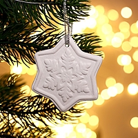 Елочное украшение под раскраску "Снежинка" с подвесом,  кисть