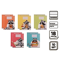 Компл тетр из 10 шт, 18л лин Еноты, обл мел карт, ВД лак, блок офсет (4981369)