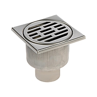 Трап ZEIN, 100х100 мм, вертикальный, d=50 мм, прямой выпуск, нержавеющая сталь