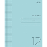Тетрадь 12 листов в клетку "Голубая", обложка пластиковая, блок 65 г/м2