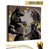 Картина по номерам "Анубис и Бастет Египетские Боги" холст на подрамнике 40*40 1061