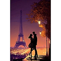 Алмазная вышивка на раме с частичным заполнением "Романтика" 20*30, с гирляндой