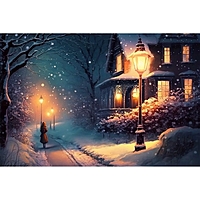 Алмазная вышивка на раме с частичным заполнением "Фонари" 20*30, с гирляндой