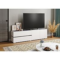 Тумба под ТВ «Аркон», 1800×370×490 мм, цвет белый / бетон тёмный