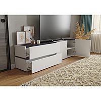 Тумба под ТВ «Аркон», 1800×370×490 мм, цвет белый / бетон тёмный