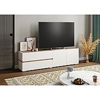 Тумба под ТВ «Аркон», 1800×370×490 мм, цвет белый / дуб вотан