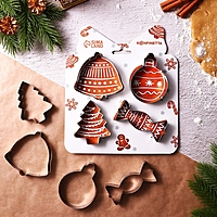 Набор форм для печенья "Прянечки", металл, 4 шт