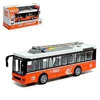 Троллейбус инерционный "Город", 1:16, свет и звук, открываются двери, цвет оранжевый