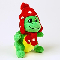 Мягкая игрушка "Дракоша" в красной шапке, 15 см, цвет зеленый
