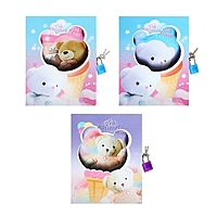 Записная книжка в подарочной коробке, на замочке А6, 50 листов, линия, Мишка МИКС