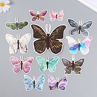 Бабочки картон "Мрамор с золотом" набор 12 шт h=4-10 см