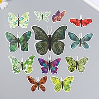 Бабочки картон "Листья" набор 12 шт h=4-10 см