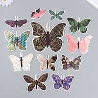 Бабочки картон "Геометрия с золотом" набор 12 шт h=4-10 см