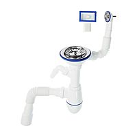 Сифон для мойки Unicorn В427Р, 3 1/2"х40 мм, прямоуг/круглый перелив, отвод для стир машины