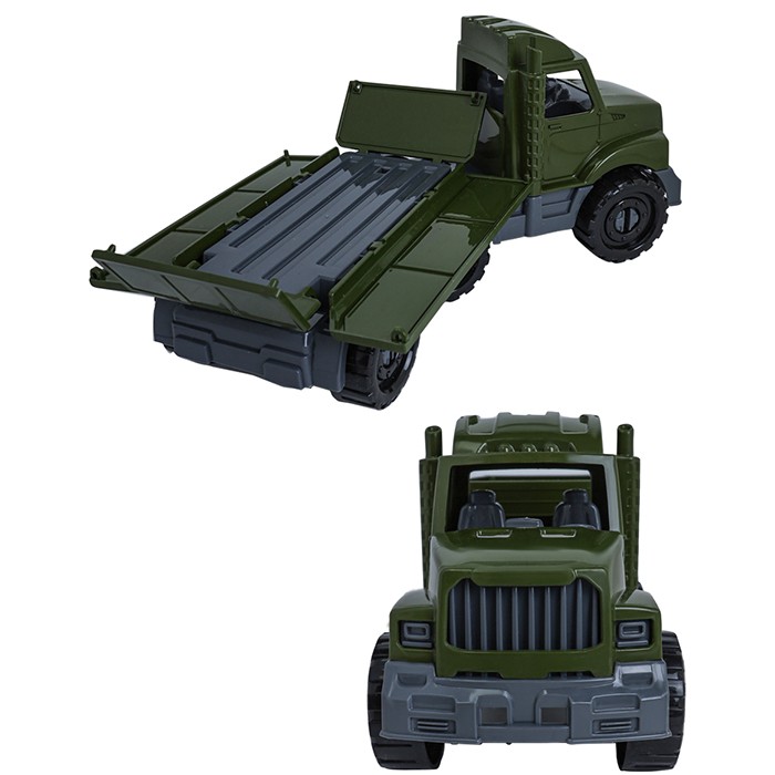 Машинка Тягач Бизон бортовой с прицепом военный