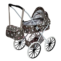 Коляска для кукол,универсальная,с корзиной, сумкой, металлический каркас