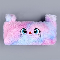 Школьный пенал мягкий "Котик", 20*10 см, фиолетовый цвет