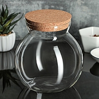 Банка стеклянная для сыпучих продуктов с пробковой крышкой BellaTenero «Бабл», 400 мл, 10×12 см