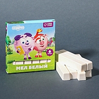 Мелки белые школьные "Смешарики", 6 штук, прямоугольные