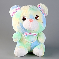 Мягкая игрушка "Медвежонок" с бусинками, 30 см, цвет зеленый