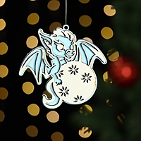 Ёлочная игрушка "Дракоша", дерево, голубой