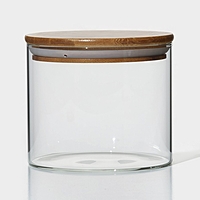 Банка стеклянная для сыпучих продуктов с бамбуковой крышкой BellaTenero «Эко», 950 мл, 12×10,5 см