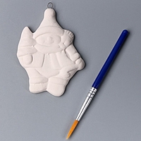 Елочное украшение под раскраску "Снеговик с елкой" с подвесом, кисть