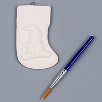 Елочное украшение под раскраску "Носочек" с подвесом, кисть