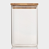 Банка стеклянная для сыпучих продуктов с бамбуковой крышкой BellaTenero «Эко. Квадратная» 1,2 л, 10×15,5 см