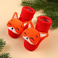 Подарочный набор новогодний: носочки - погремушки на ножки «Лисичка», 2 шт.