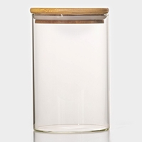 Банка стеклянная для сыпучих продуктов с бамбуковой крышкой BellaTenero «Эко», 950 мл, 10×15,5 см