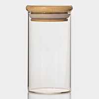 Банка стеклянная для сыпучих продуктов с бамбуковой крышкой BellaTenero «Эко», 250 мл, 5,5×10,5 см