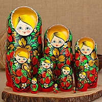 Матрешка Хохлома", прямая, 10 кукольная