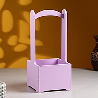 Кашпо - ящик деревянный 13,5х13,5х30 см Сиреневый