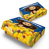 Коробка подарочная "С Новым Годом!", Чебурашка и апельсины, 21х15х5 см