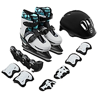 Набор: коньки раздвижные с роликовой платформой, защита, PVC колёса, р. 26-29