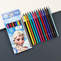 Карандаши цветные 12 цветов "Эльза" + чернографитный карандаш, Холодное сердце