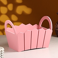 Кашпо деревянное 25×16×17 см "Мария", ручки боковые, МДФ, белое Розовый Коралл