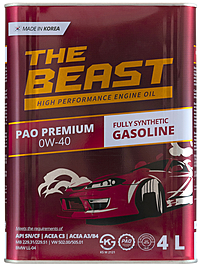 Масло моторное THE BEAST PAO Premium 0W-40 4 л синт.