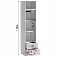 Шкаф комбинированный 400х420х1910 белый рамух