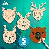 Заготовки для творчества "Мордочки", 5 штук Т1259