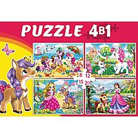 Пазл 4 в 1 Пони 8-12-15-20 элементов