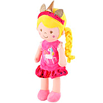 Кукла мягкая Луна со светлой косичкой в розовом платье 30 см