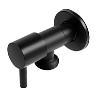 Кран угловой ZEIN, 1/2" х 3/4", кран-букса латунь, нержавеющая сталь, черный