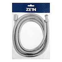 Душевой шланг ZEIN Z51PS, 200 см, цинковые гайки 1/2", пластиковая втулка, нерж. сталь, хром, Имп/Имп
