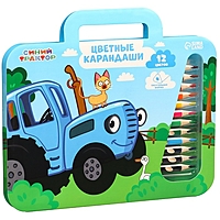 Карандаши цветные 12 цветов в пенале "Синий трактор", Синий трактор