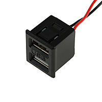 Разъем 2 USB с проводом 10 см, 2 pin, 2.1 А, 12 В, черный