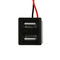 Разъем 2 USB с проводом 10 см, 2 pin, 2.1 А, 12 В, черный