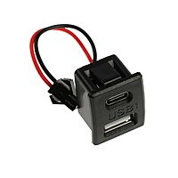 Разъем USB с проводом 10 см, 2 pin, 2.1 А, 12 В, черный